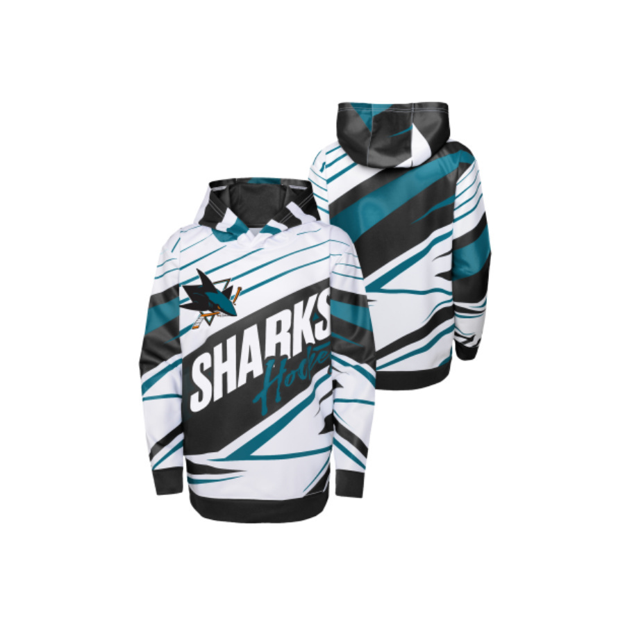 NHL ADEPT QUARTERBACK PULLOVER SUBLIMATED HOODIE SAN JOSE SHARKS DETSKÁ MIKINA